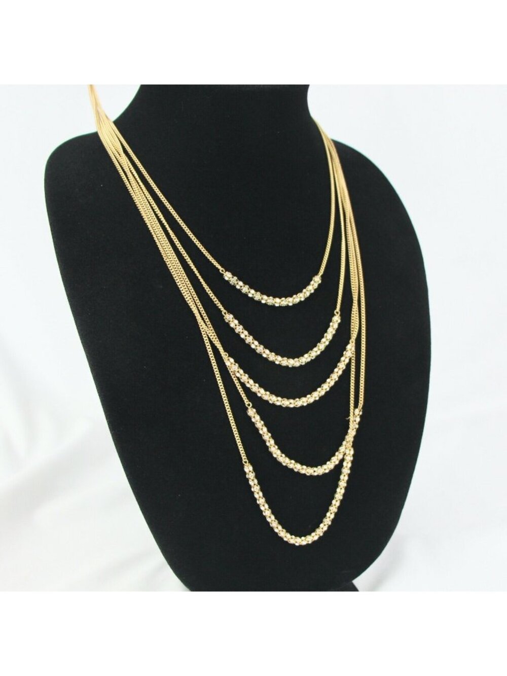 Simply Vera by Vera Wang Necklace Long Gold Multi-Layer Rhinestones #277